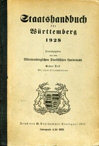 HOF-UND STAATSHANDBUCH DES KÖNIGREICHS WÜRTTEMBERG 1928.