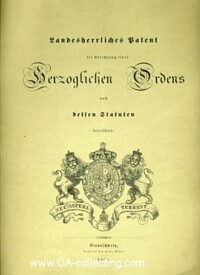 HAUSORDEN HEINRICH DES LÖWEN STATUTENHEFT 1881.