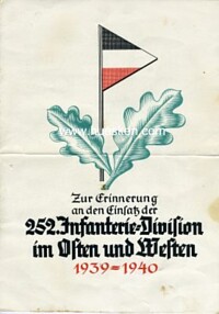 EINSATZ- ERINNERUNGSURKUNDE 1939-1940 DER 252. INFANTERIE-DIVISION.