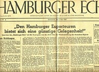 'DEN HAMBURGER EXPORTEUREN BIETET SICH EINE GÜNSTIGE GELEGENHEIT! '.