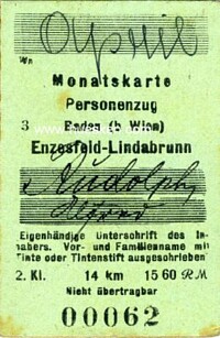 TRAIN TICKET ABOUT 1940