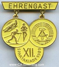 ABZEICHEN 'EHRENGAST - XII. SPARTAKIADE 1989'.