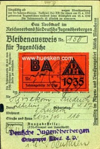 DJH-BLEIBENAUSWEIS FÜR JUGENDLICHE 1935 NR.150