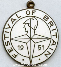 EMAILLIERTE BRONZEMEDAILLE 'FESTIVAL OF BRITAIN 1951'.