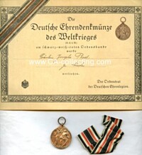 DEUTSCHE EHRENDENKMÜNZE DES WELTKRIEGES 1914-1918.