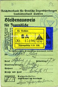 DJH-BLEIBENAUSWEIS FÜR JUGENDLICHE 1939