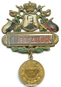 RESERVISTEN-ABZEICHEN '1 JAHR ZURÜCK' UM 1900.
