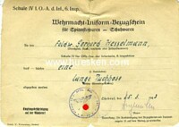 ARMY UNIFORM RATION CARD FOR LONG TROUSER