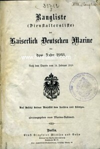 RANGLISTE DER KAISERLICH DEUTSCHEN MARINE 1918.