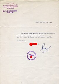 OFFICIALLY NSDAP SERVICE LETTER