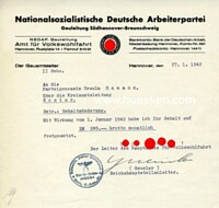 NSDAP OFFICIALLY SERVICE LETTER