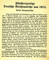 'FÜNFPROZENTIGE DEUTSCHE REICHSANLEIHE VON 1915'.
