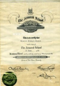 ERINNERUNGSURKUNDE 'THE ARMORED SCHOOL'