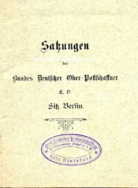 SATZUNGEN DES BUNDES DEUTSCHER OBER-POSTSCHAFFNER 1914.