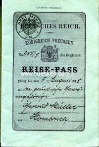 PASSPORT DEUTSCHES REICH - PRUSSIA