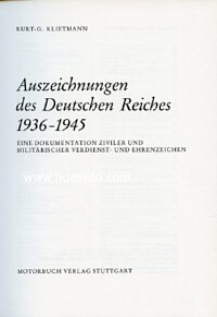 AUSZEICHNUNGEN DES DEUTSCHEN REICHES 1936-1945.